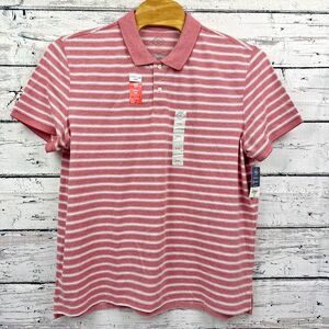 St John's Bay Men's 🆕 Essential S/S Rose Striped Polo Shirt [Size XXL]‎ NWT
